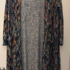 Lularoe Sarah Multicolor Patterned Long Cardigan